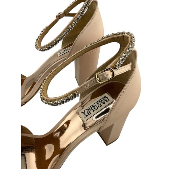 JEWEL BADGLEY MISCHKA satin and crystal block heels with zip back Size 9.5 NEW - Picture 8 of 15